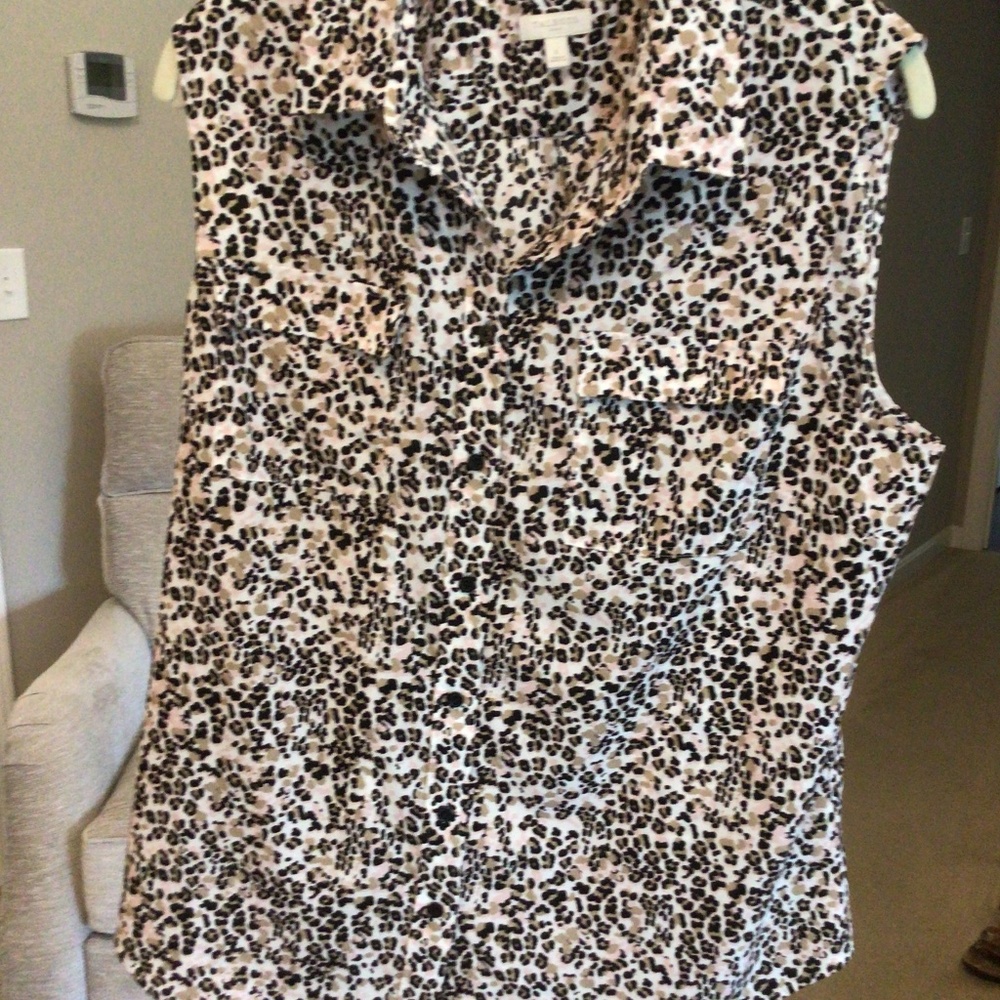 Talbots Sleeveless Print Top, Sz L